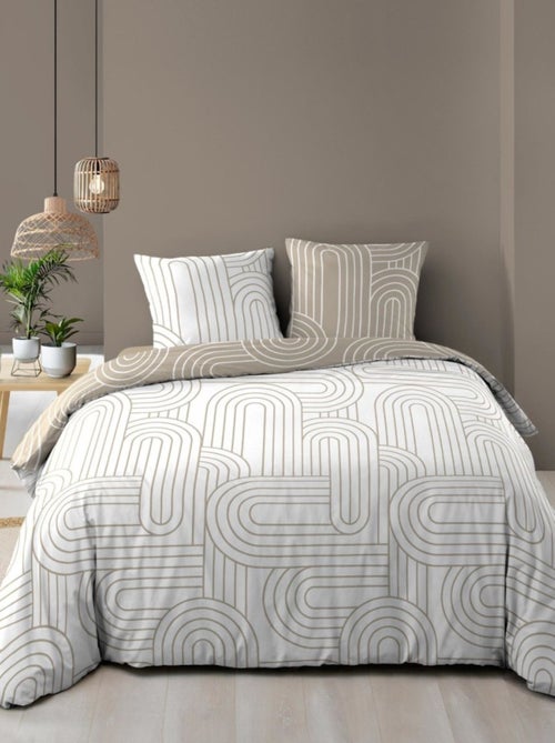 Housse de couette 240x220 + 2 taies GEOMETRIQUE 100% coton 57fils - Kiabi