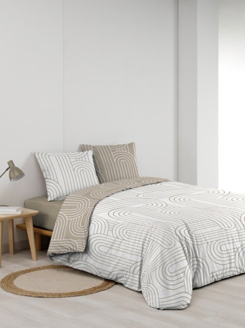 Housse de couette 240x220 + 2 taies GEOMETRIQUE 100% coton 57fils - Kiabi