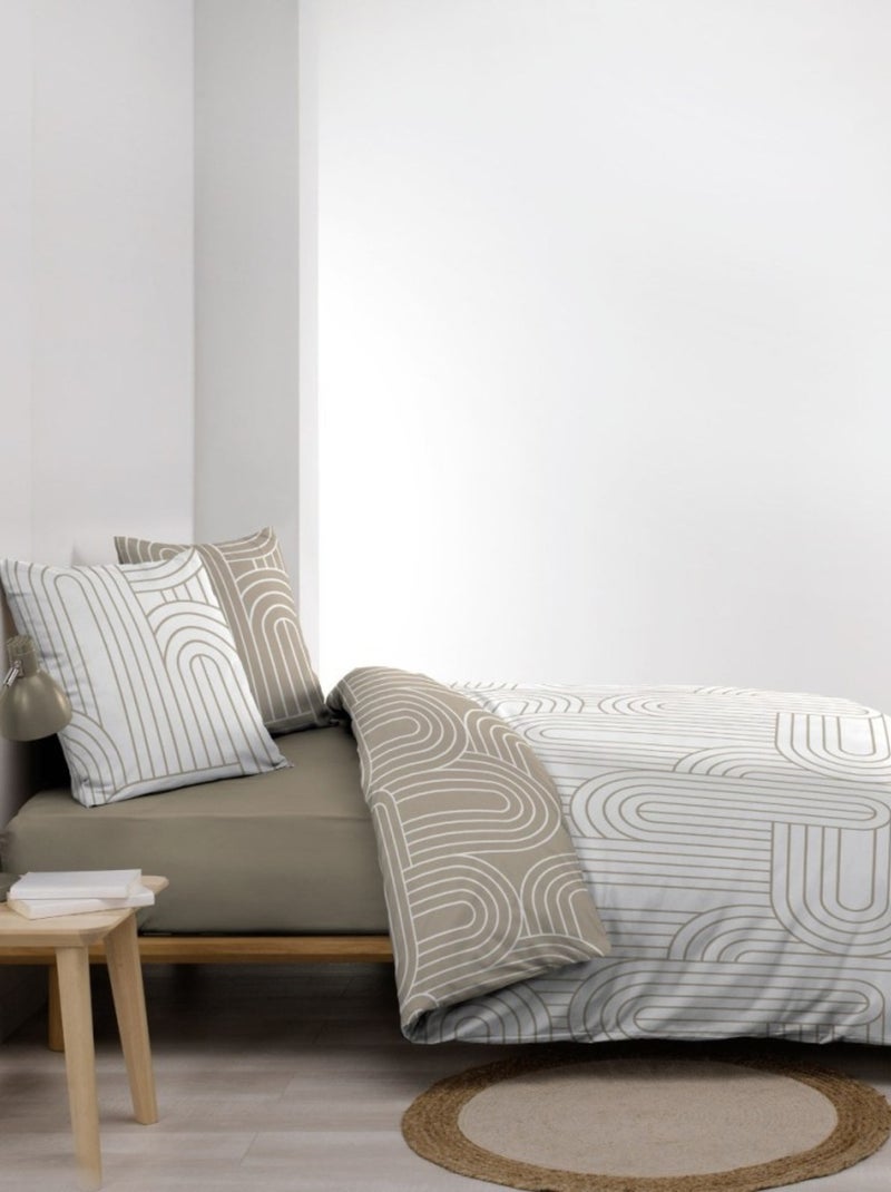 Housse de couette 240x220 + 2 taies GEOMETRIQUE 100% coton 57fils Blanc - Kiabi