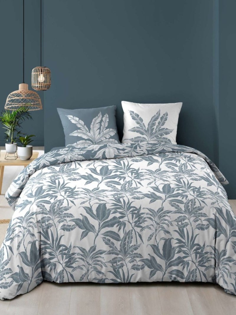 Housse de couette 240x220 + 2 taies HERA 100% coton 57fils Vert - Kiabi