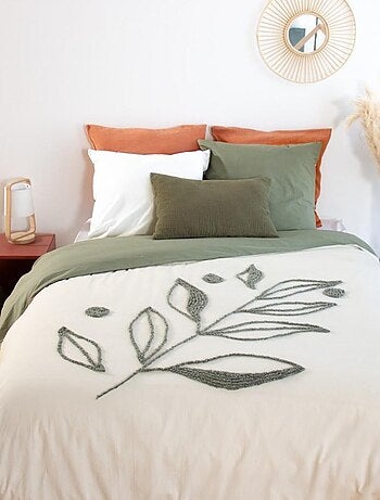 Housse de couette 240x220 + 2 taies HERBIER en coton lavé