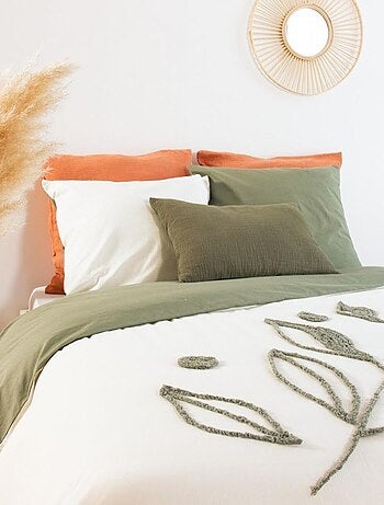 Housse de couette 240x220 + 2 taies HERBIER en coton lavé