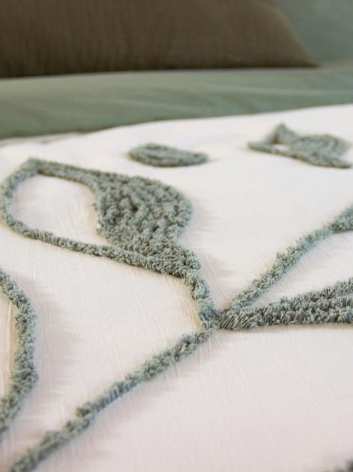 Housse de couette 240x220 + 2 taies HERBIER en coton lavé - Kiabi