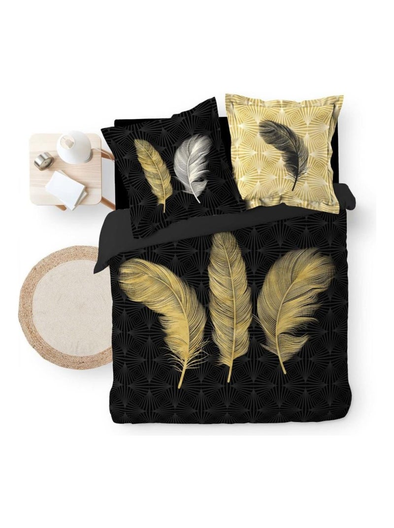 Housse de couette 240x220 + 2 taies HIMALALOVE coton 57 fils Noir - Kiabi