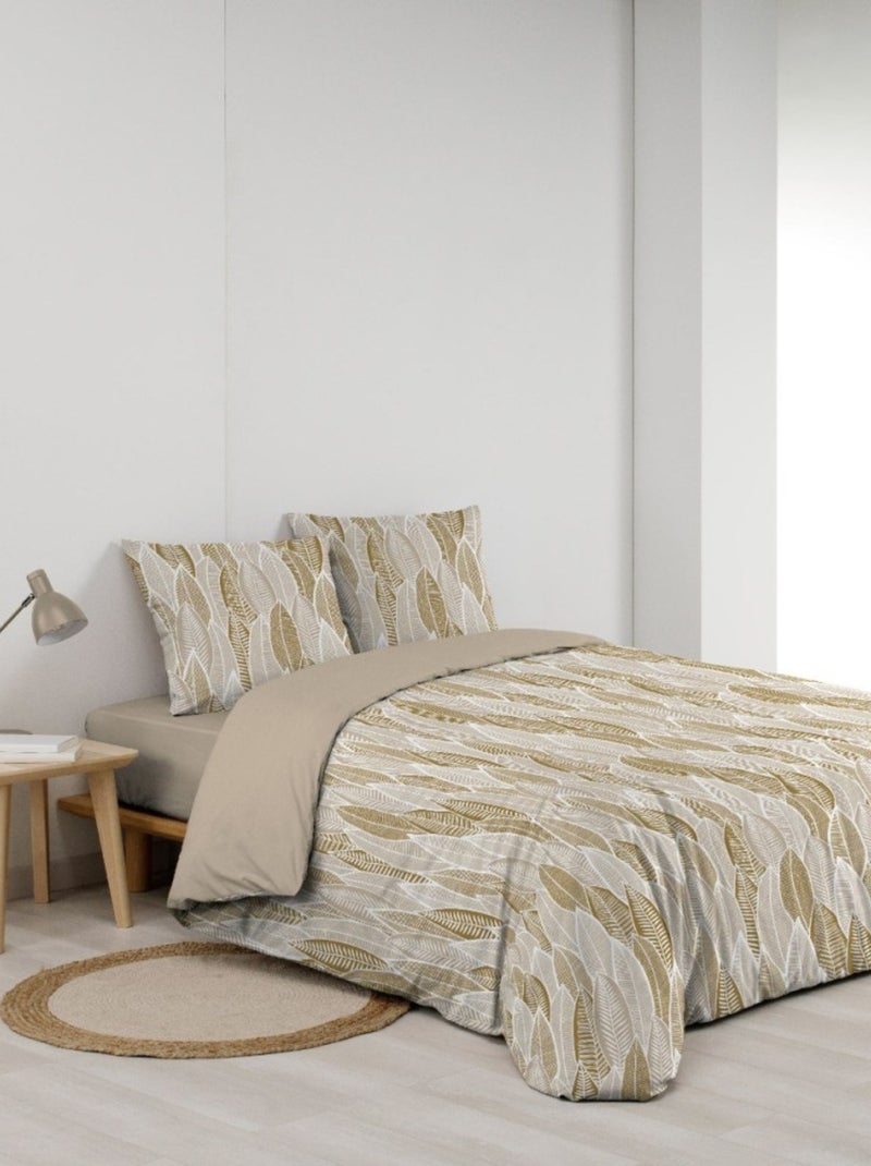 Housse de couette 240x220 + 2 taies imprimées KIM Beige - Kiabi