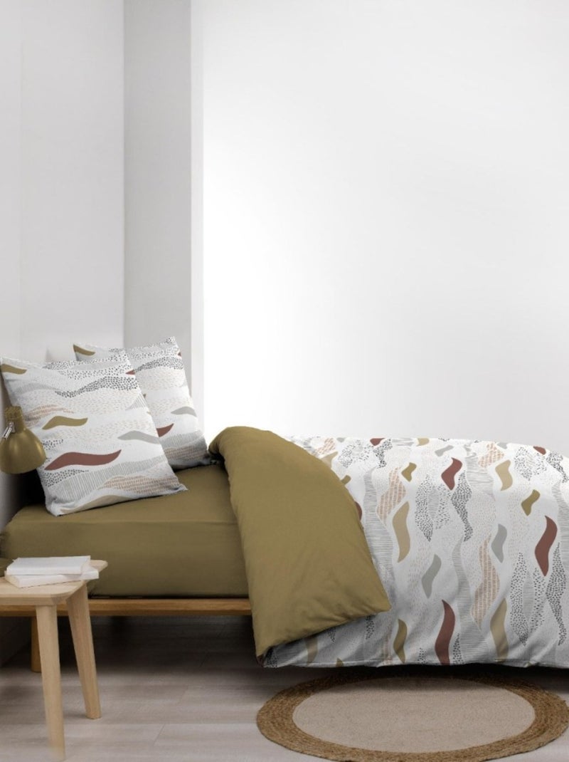 Housse de couette 240x220 + 2 taies imprimées VAGUES Blanc - Kiabi