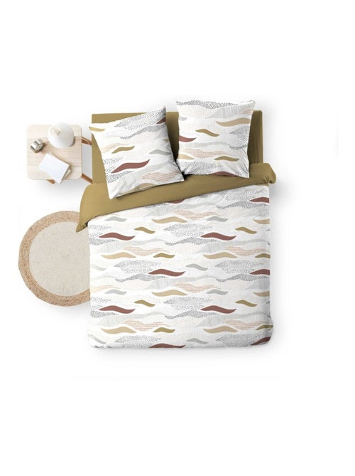 Housse de couette 240x220 + 2 taies imprimées VAGUES - Kiabi