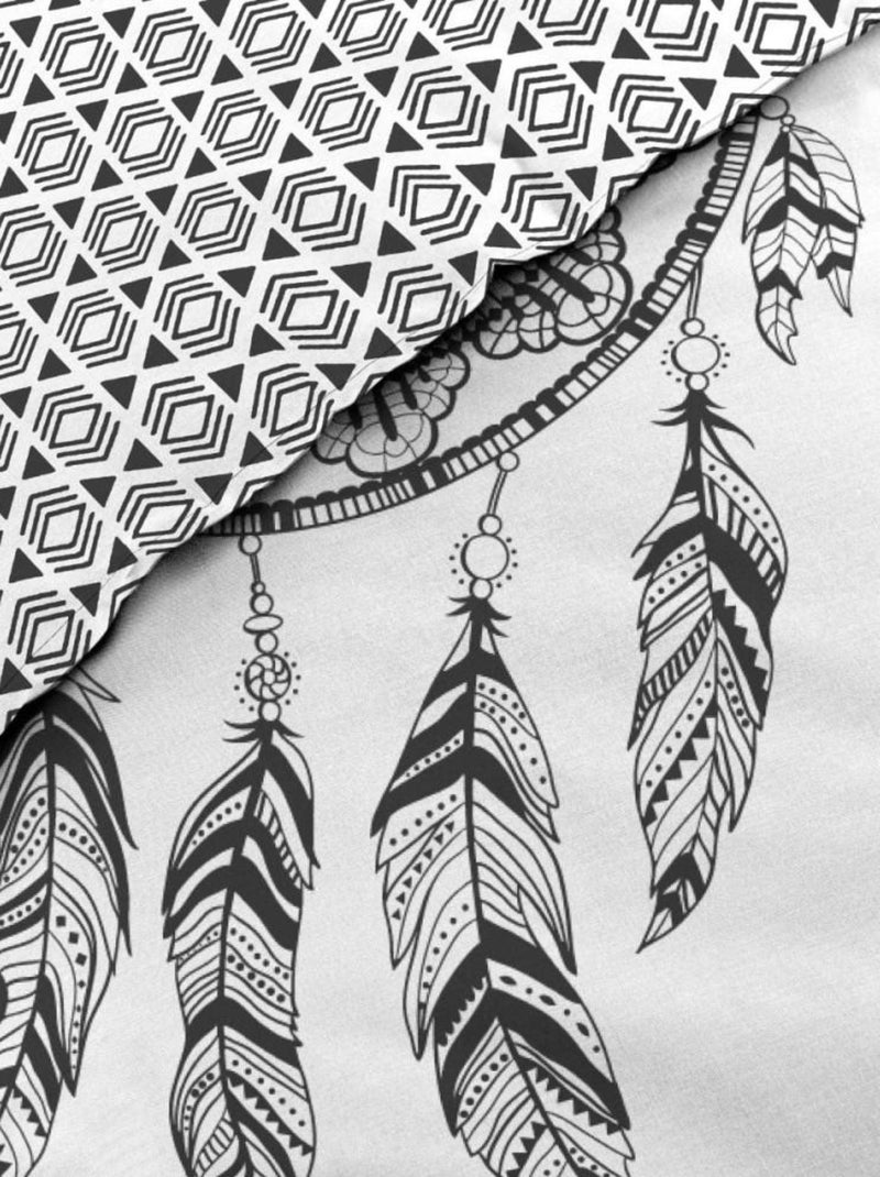 Housse de couette 240x220 + 2 taies INDIAN DREAM 100% coton Gris - Kiabi