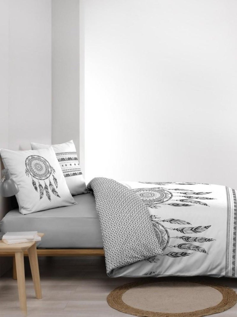 Housse de couette 240x220 + 2 taies INDIAN DREAM 100% coton Gris - Kiabi
