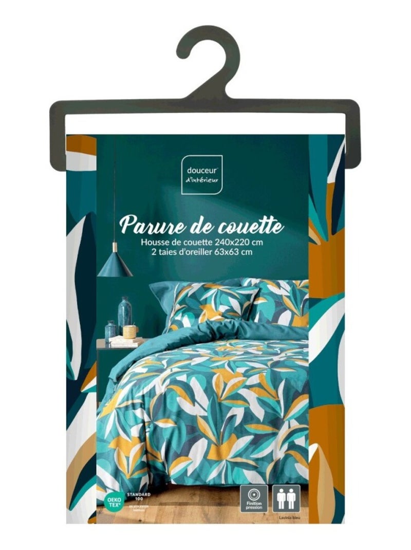 Housse de couette 240x220 + 2 taies LAVINIA Bleu Bleu - Kiabi