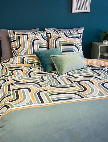 Housse de couette 240x220 + 2 taies LOUTE 100% Coton 57 fils