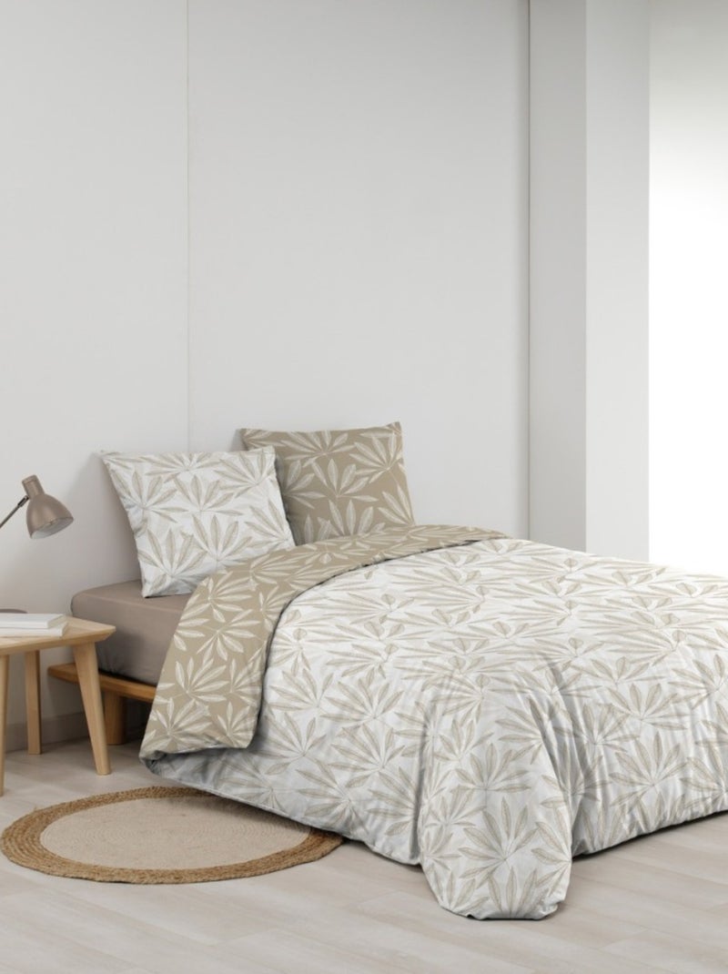 Housse de couette 240x220 + 2 taies MALIA 100% coton Beige - Kiabi