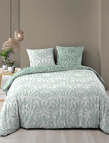 Housse de couette 240x220 + 2 taies MALIA sauge 100% coton