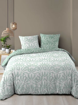 Housse de couette 240x220 + 2 taies MALIA sauge 100% coton