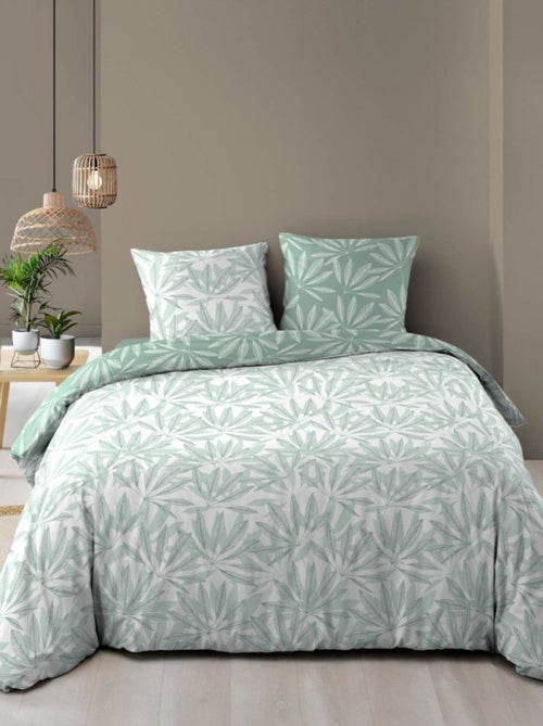 Housse de couette 240x220 + 2 taies MALIA sauge 100% coton - Kiabi