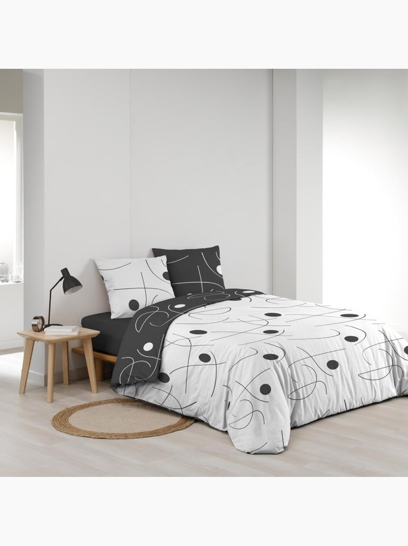Housse de couette 240x220 + 2 taies microfibre Blanc - Kiabi