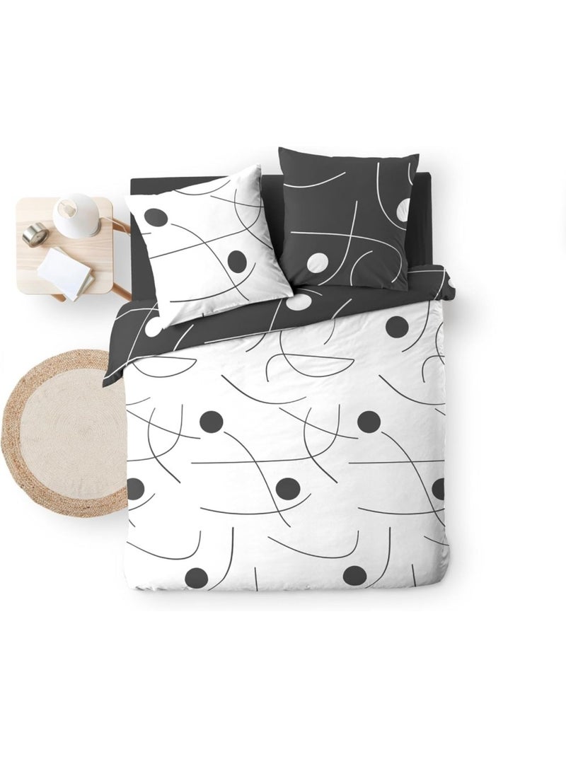 Housse de couette 240x220 + 2 taies microfibre Blanc - Kiabi