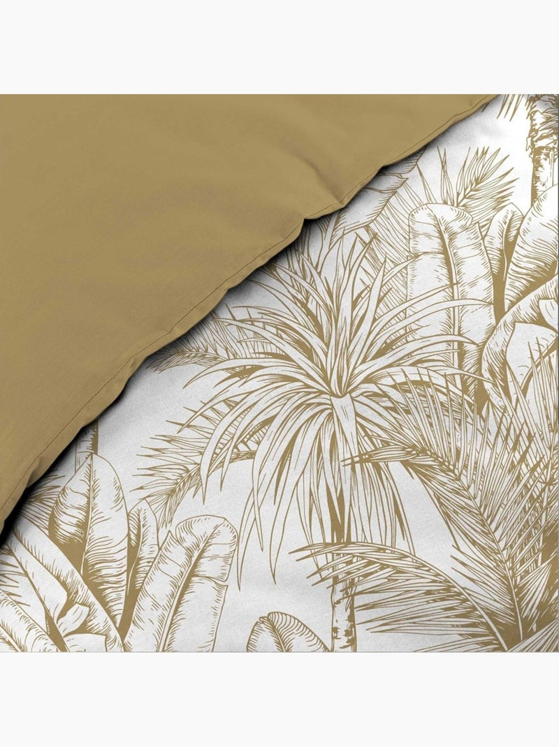 Housse de couette 240x220 + 2 taies microfibre PALMIERS Jaune - Kiabi