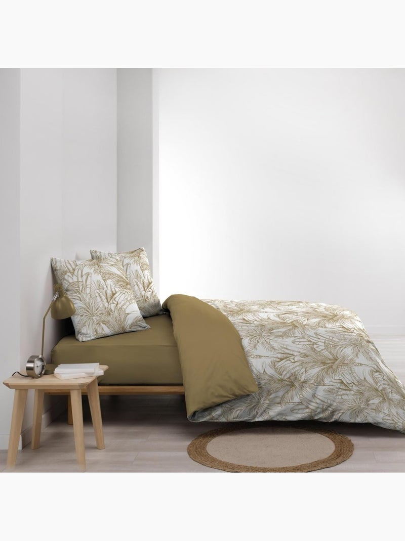 Housse de couette 240x220 + 2 taies microfibre PALMIERS Jaune - Kiabi