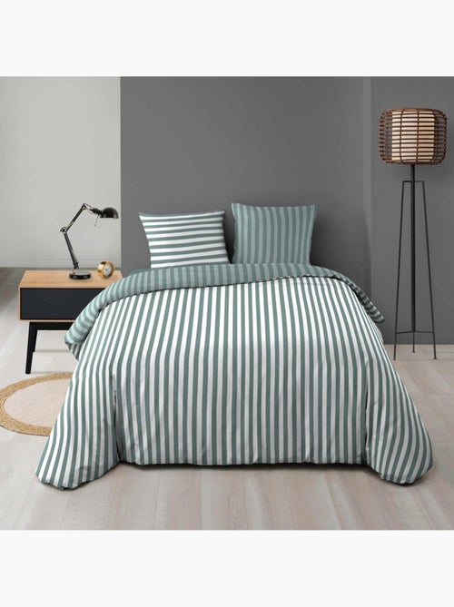 Housse de couette 240x220 + 2 taies microfibre rayan cèdre - Kiabi Housse de couette 240x220 + 2 taies microfibre rayan cèdre - Kiabi