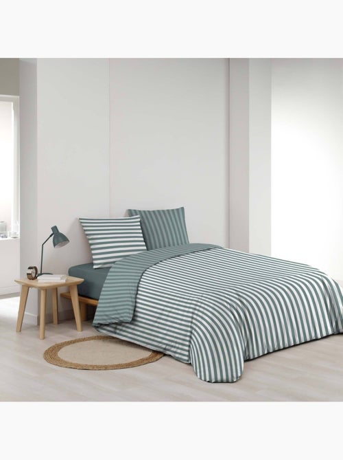 Housse de couette 240x220 + 2 taies microfibre rayan cèdre - Kiabi Housse de couette 240x220 + 2 taies microfibre rayan cèdre - Kiabi