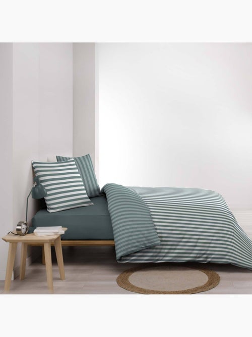 Housse de couette 240x220 + 2 taies microfibre rayan cèdre - Kiabi Housse de couette 240x220 + 2 taies microfibre rayan cèdre - Kiabi