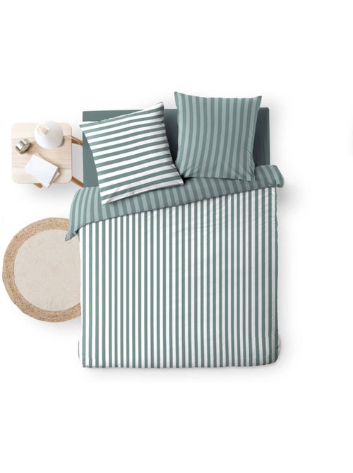 Housse de couette 240x220 + 2 taies microfibre rayan cèdre - Kiabi Housse de couette 240x220 + 2 taies microfibre rayan cèdre - Kiabi