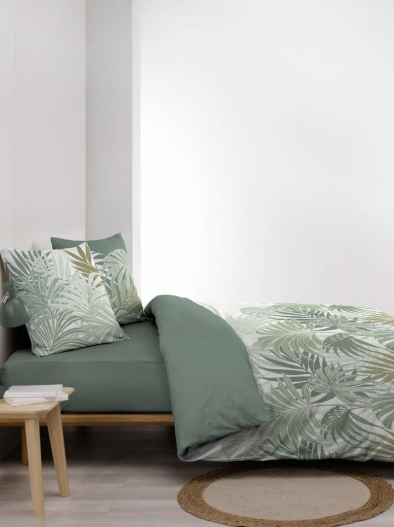 Housse de couette 240x220 + 2 taies NYMEA 100% coton 57fils Vert - Kiabi