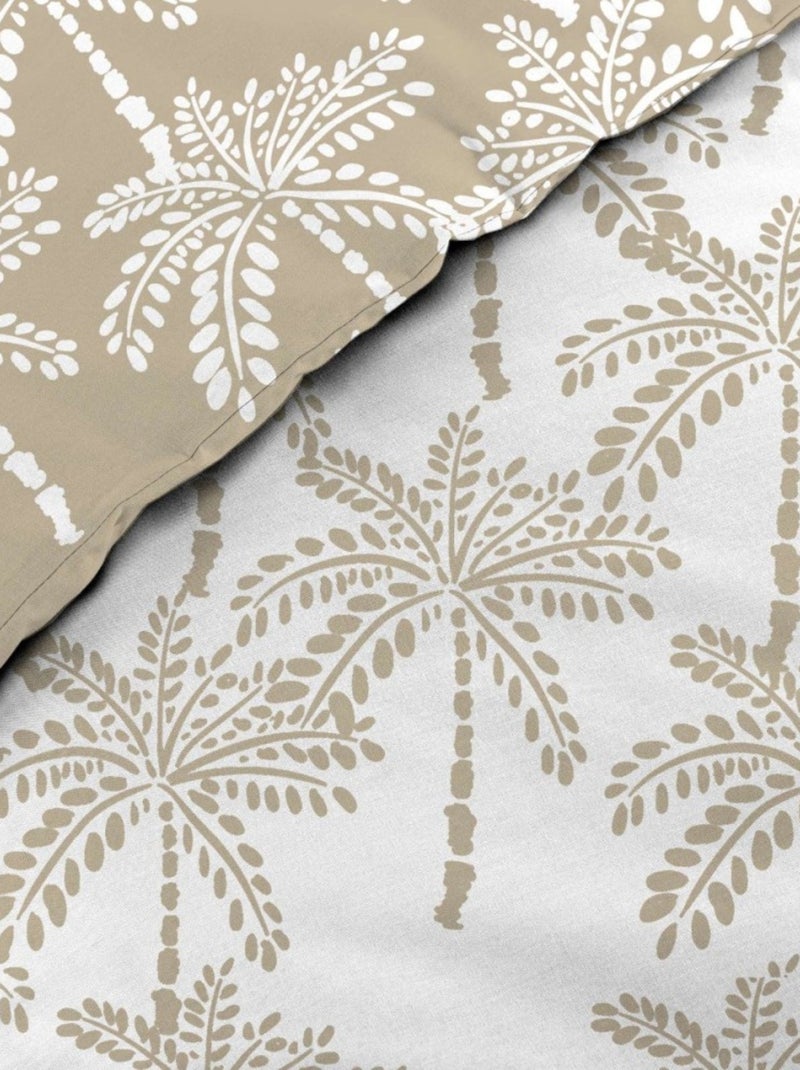 Housse de couette 240x220 + 2 taies OLIANA 100% coton 57 fils Beige - Kiabi