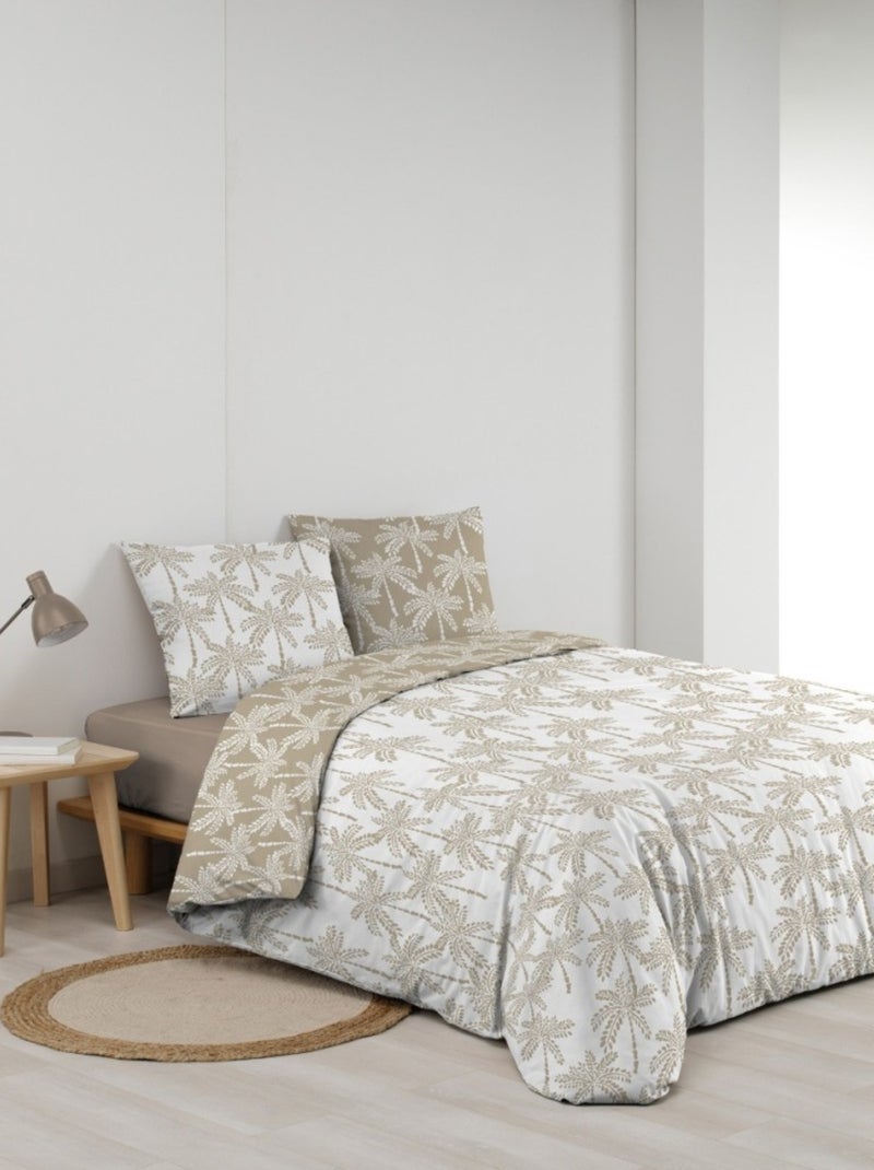 Housse de couette 240x220 + 2 taies OLIANA 100% coton 57 fils Beige - Kiabi