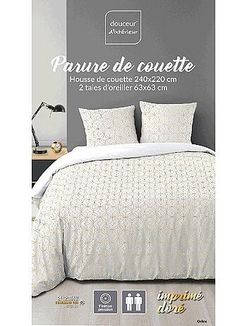 Douceur d'Intérieur Housse de couette 220x240 + 2 taies Reveline coton pas  cher 