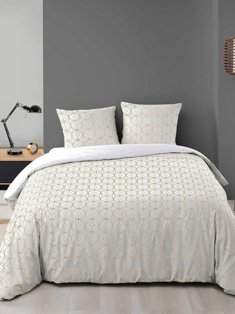 Housse de couette 240x220 + 2 taies Orline microfibre Blanc - Kiabi
