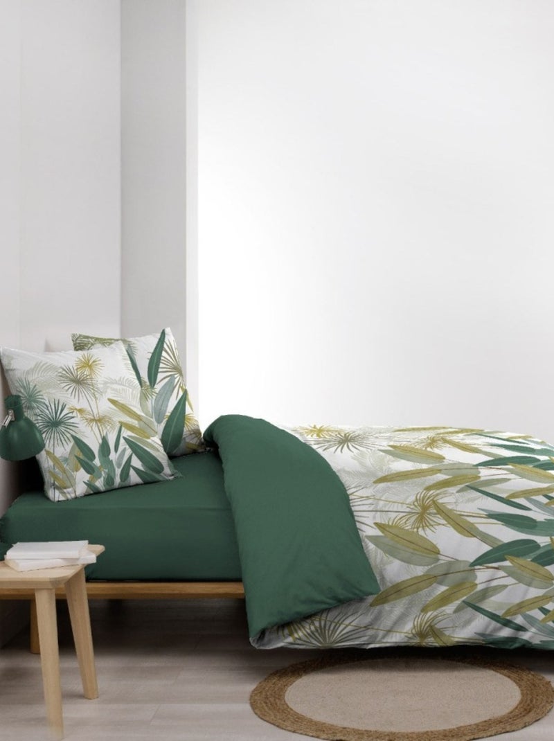 Housse de couette 240x220 + 2 taies OTIKA 100% coton Vert - Kiabi