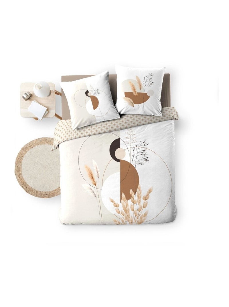 Housse de couette 240x220 + 2 taies PAMPA 100% coton Blanc - Kiabi