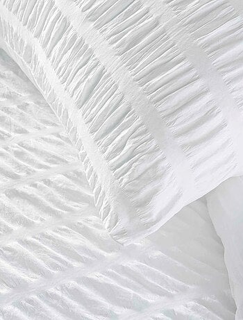Housse de couette 240x220 + 2 taies plissée blanche