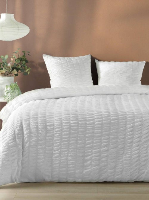Housse de couette 240x220 + 2 taies plissée blanche - Kiabi