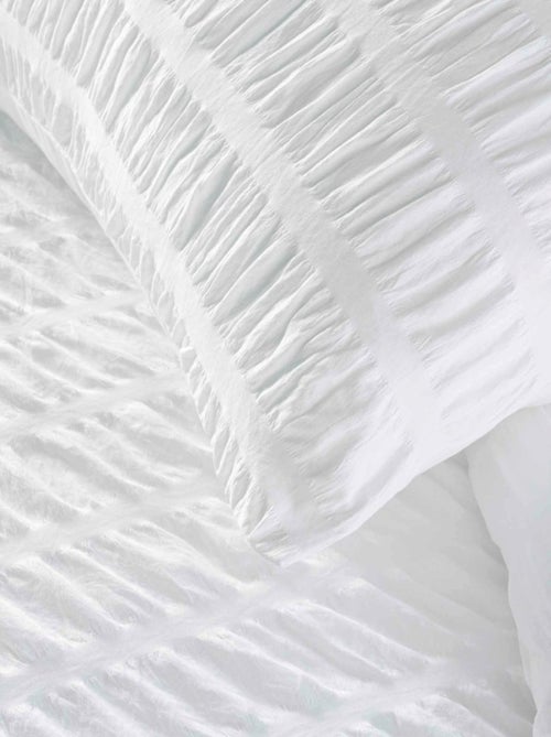 Housse de couette 240x220 + 2 taies plissée blanche - Kiabi