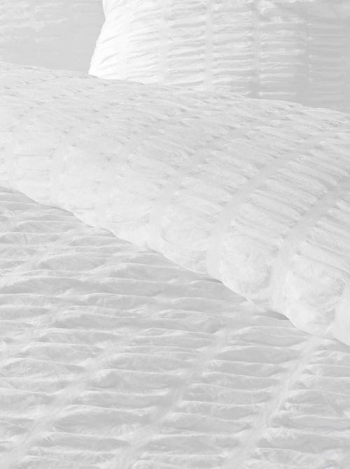 Housse de couette 240x220 + 2 taies plissée blanche - Kiabi