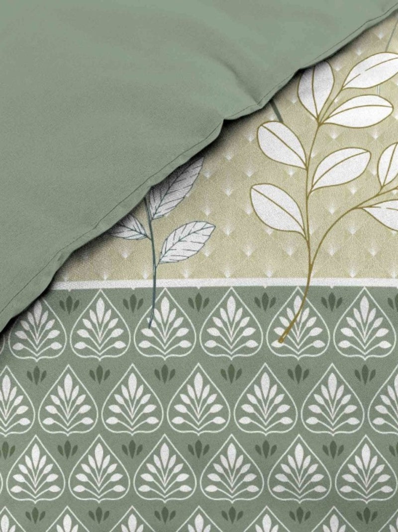 Housse de couette 240x220 + 2 taies POETINE 100% coton Vert - Kiabi