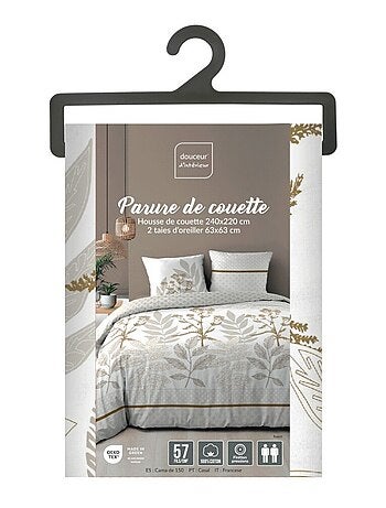 Housse de couette 240x220 + 2 taies RAONI 100% coton 57fils