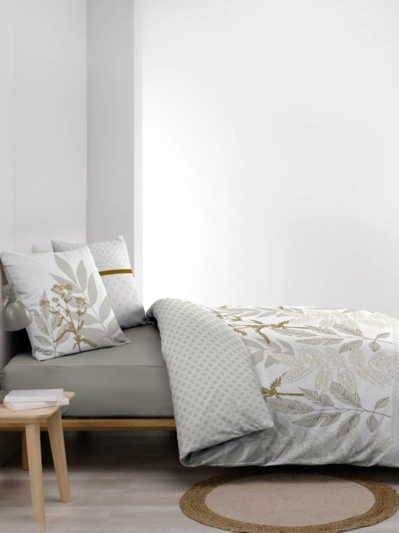 Housse de couette 240x220 + 2 taies RAONI 100% coton 57fils Blanc - Kiabi
