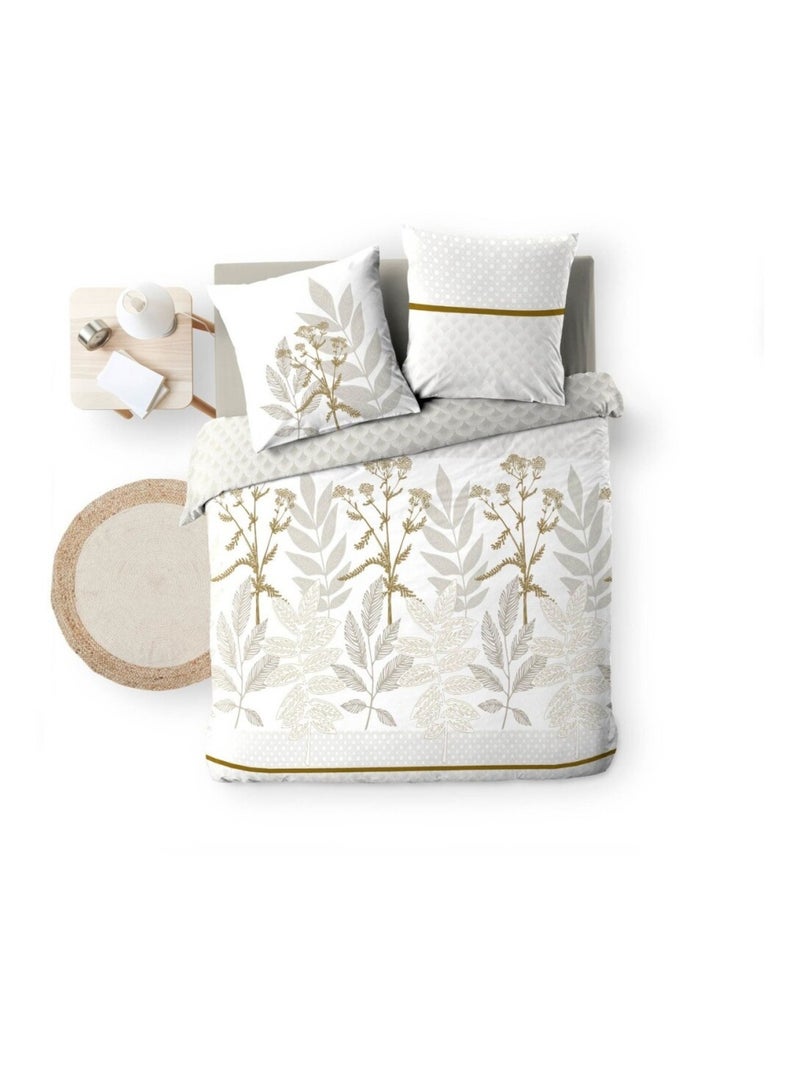 Housse de couette 240x220 + 2 taies RAONI 100% coton 57fils Blanc - Kiabi