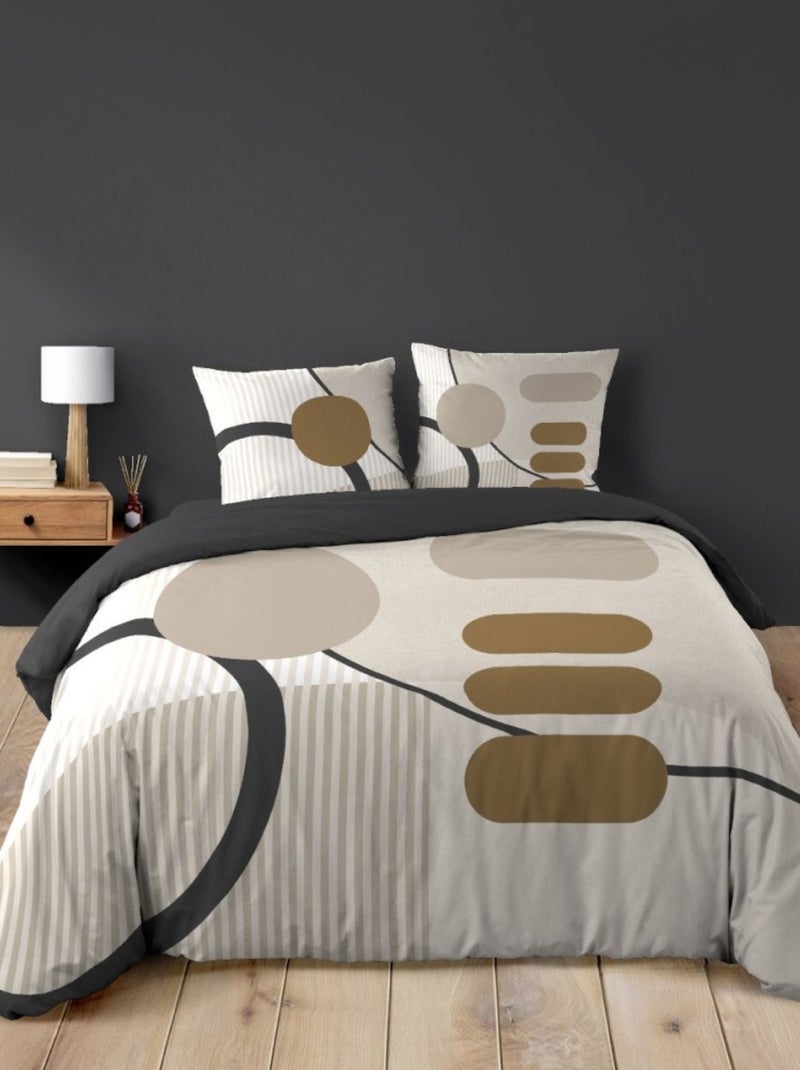 Housse de couette 240x220 + 2 taies SANTANA 100% coton Gris - Kiabi
