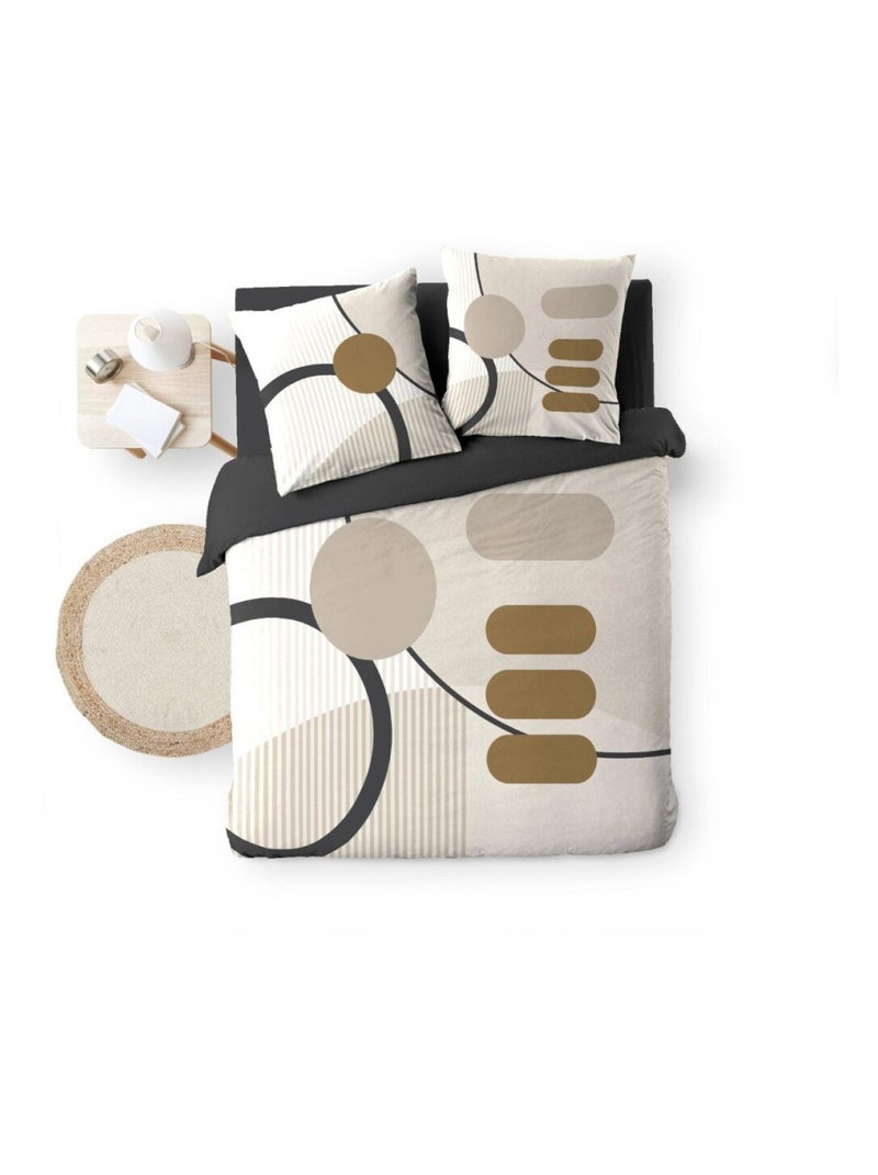 Housse de couette 240x220 + 2 taies SANTANA 100% coton Gris - Kiabi