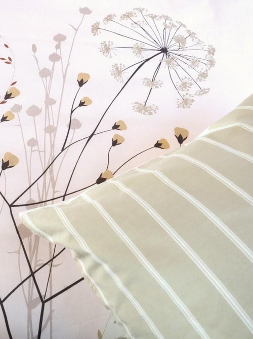 Housse de couette 240x220 + 2 taies SOLIFLORE 100% Coton 57 fils - Kiabi