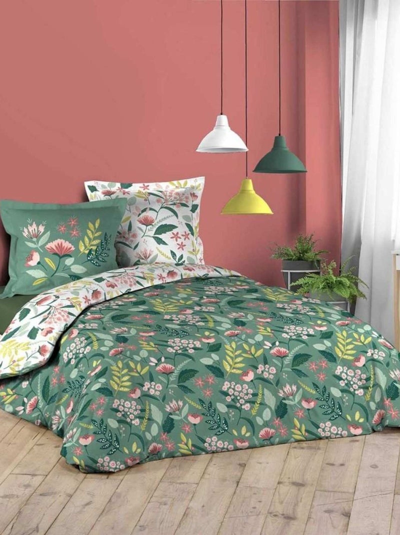 Housse de couette 240x220 + 2 taies Stessy vert coton Vert - Kiabi