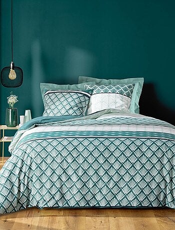 Housse de couette 240x220 + 2 taies STRIA Emeraude
