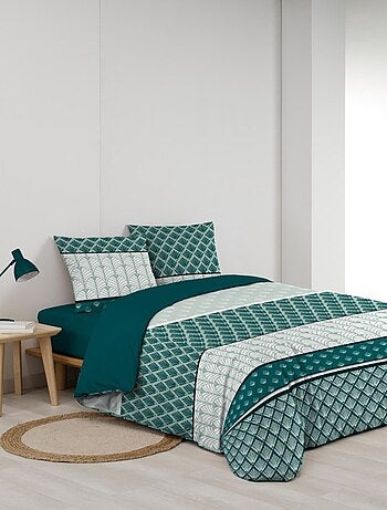Housse de couette 240x220 + 2 taies STRIA Emeraude