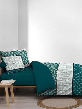 Housse de couette 240x220 + 2 taies STRIA Emeraude