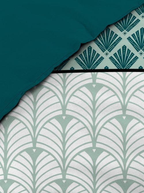 Housse de couette 240x220 + 2 taies STRIA Emeraude - Kiabi